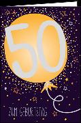 Doppelkarte. 50. Geburtstag (Luftballon)