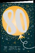 Doppelkarte. 80. Geburtstag (Luftballon)