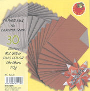 Papier Mix für Bascetta Stern Rot-Silber Duo Color 15x15cm