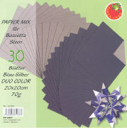 Papier Mix für Bascetta Stern. Blau-Silber Duo Color 20x20cm