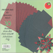 Papier Mix für Bascetta Stern Grün-Rot Duo Color 20x20cm