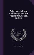 Selections in Prose and Verse, from the Papers of R.H.C. [Ed. by E.C.]