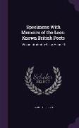 Specimens With Memoirs of the Less-Known British Poets: With an Introductory Essay, Volume 3