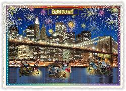 Postkarte. USA-Edition - New York, Skyline - Brooklyn Bridge 2 / Quer