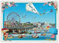 Postkarte. USA-Edition - Los Angeles, Santa Monica Pier / Quer