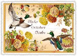 Postkarte. Monats-Edition, Oktober - October - Octobre