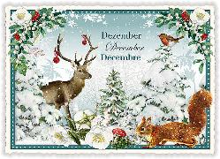 Postkarte. Monats-Edition, Dezember - December - Décembre / Quer