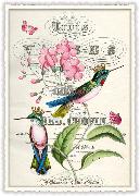 Postkarte. Blumen mit Kolibris (o.T.) (Hoch)