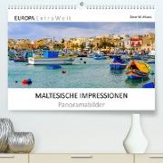 MALTESISCHE IMPRESSIONEN - Panoramabilder (Premium, hochwertiger DIN A2 Wandkalender 2023, Kunstdruck in Hochglanz)