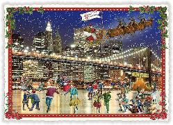 Postkarte. USA-Edition - New York, Brooklyn Bridge, Merry Christmas