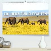 Ein Herz für Elefanten (Premium, hochwertiger DIN A2 Wandkalender 2023, Kunstdruck in Hochglanz)