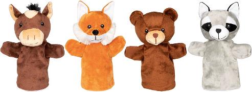 Handpuppen Tiere Arino, Funu, Wassti und Baru