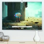 Roboter - Computerträume aus der KI (Premium, hochwertiger DIN A2 Wandkalender 2023, Kunstdruck in Hochglanz)