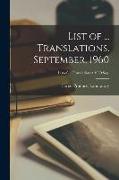 List of ... Translations. September, 1960, 1960: Sep