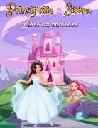 Libro da colorare principessa e sirena: Libro da colorare per ragazze dai 4 anni in su - Disegni in stile cartoon per imparare a colorare senza esager