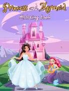 Princess and mermaid coloring book: Coloring book for girls from 4 years old - Cartoon style drawings to learn how to color without overdoing it (Engl