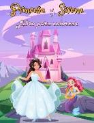 Libro para colorear princesa y sirena: Libro de colorear para niñas a partir de 4 años - Dibujos animados para aprender a colorear sin exagerar ( vers