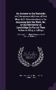 An Answer to the Remarks and Recommendations of Her Majesty's Commissioners for Inquiring Into the State, &c. of the University of Cambridge So Far As