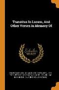 Transitus in Lucem, and Other Verses in Memory of