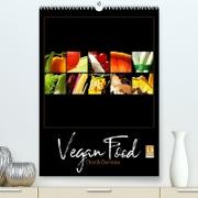 Vegan Food Kalender ¿ Obst und Gemüse auf Schwarz (Premium, hochwertiger DIN A2 Wandkalender 2023, Kunstdruck in Hochglanz)