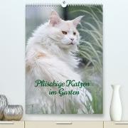 Plüschige Katzen im Garten (Premium, hochwertiger DIN A2 Wandkalender 2023, Kunstdruck in Hochglanz)
