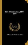 LIST OF CARTHUSIANS 1800-1879