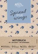 Spread Your Wings • Nachhaltiges Notizbuch in A5 mit Hardcover und Vogel-Motiv