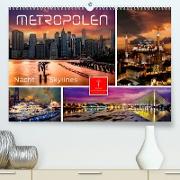 Metropolen - Nacht Skylines (Premium, hochwertiger DIN A2 Wandkalender 2023, Kunstdruck in Hochglanz)