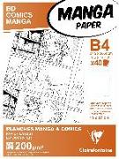 Papier für Manga, Packung/Etui mit 40 Blatt B4 200g, mit einfachem Raster