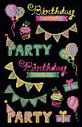 Neon Colourful Line-Sticker Happy Birthday