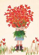 Happy Art Postkarte Rote Blumen
