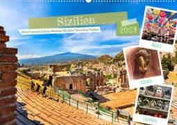 Sizilien, Ätna-Catania-Cefalu-Messina-Syrakus-Taormina-Tindari (Wandkalender 2023 DIN A2 quer)