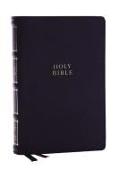 NKJV, Compact Center-Column Reference Bible, Black Genuine Leather, Red Letter, Comfort Print (Thumb Indexed)