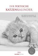 Der poetische Katzenkalender 2024 - Bild-Kalender 23,7x34 cm - mit schönen Zitaten - schwarz-weiß - Wandkalender - mit Platz für Notizen - Alpha Edition