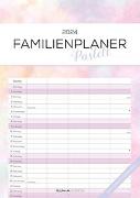 Familienplaner Pastell 2024 - Familienkalender A3 (29,7x42 cm) - mit 5 Spalten, Ferienterminen (DE/AT/CH) und viel Platz für Notizen - Wandkalender