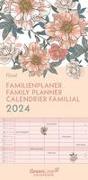 GreenLine Floral Familienplaner 2024, im Format 22 x 45 cm, Monatskalender mit Platz für Notizen, Familienkalender