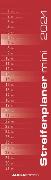 Streifenplaner Mini Rot 2024 - Streifen-Kalender 9,5x33 cm - Küchenkalender - Wandplaner - Alpha Edition