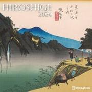 N NEUMANN VERLAGE Hiroshige Broschürenkalender 2024, im Format 30 x 30 cm, Monatskalender mit Platz für Notizen, Kunstkalender im japanischen Ukiyo-e Stil
