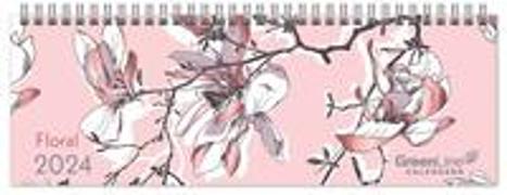 GreenLine Floral 2024 - Tischquerkalender - Tischkalender - Blumen - 29,7x10,5