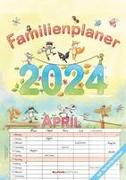 Familienplaner Cartoon 2024 - Familienkalender A3 (29,7x42 cm) - mit 6 Spalten, Ferienterminen (DE/AT/CH) und viel Platz für Notizen - Wandkalender