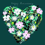 Doppelkarte. Mika - Happy Anniversary / Blue Floral Heart
