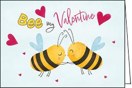 Doppelkarte. Bee my valentine (Bienen)