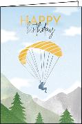 Doppelkarte. Happy birthday (paraglider)