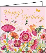 Doppelkarte. Mini - Happy Birthday (Blumen)