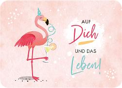 Postkarte. Auf dich... (Flamingo)
