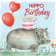 Postkarte. Hippo Birthday (Nilpferd)