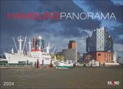 Hamburg Panorama Postkartenkalender 2024. Reise-Kalender mit 12 atemberaubenden Postkarten der Hansestadt. Städte-Kalender 2024. 23 x 17 cm. Querformat