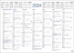 Tafelkalender A4 2024. Praktischer Jahresplaner für den Schreibtisch oder an der Wand. Terminkalender mit Vorder- und Rückseite. Jahreskalender zum Eintragen