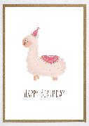 Doppelkarte. Happy Birthday Lama