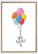 Doppelkarte. Happy Birthday bunte Ballons
